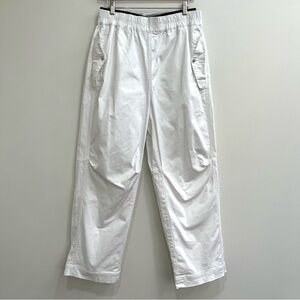 Free people movement white wide leg pull on pants exposed elastic waist band M